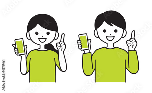 スマホ画面を見せながら解説する女性と男性