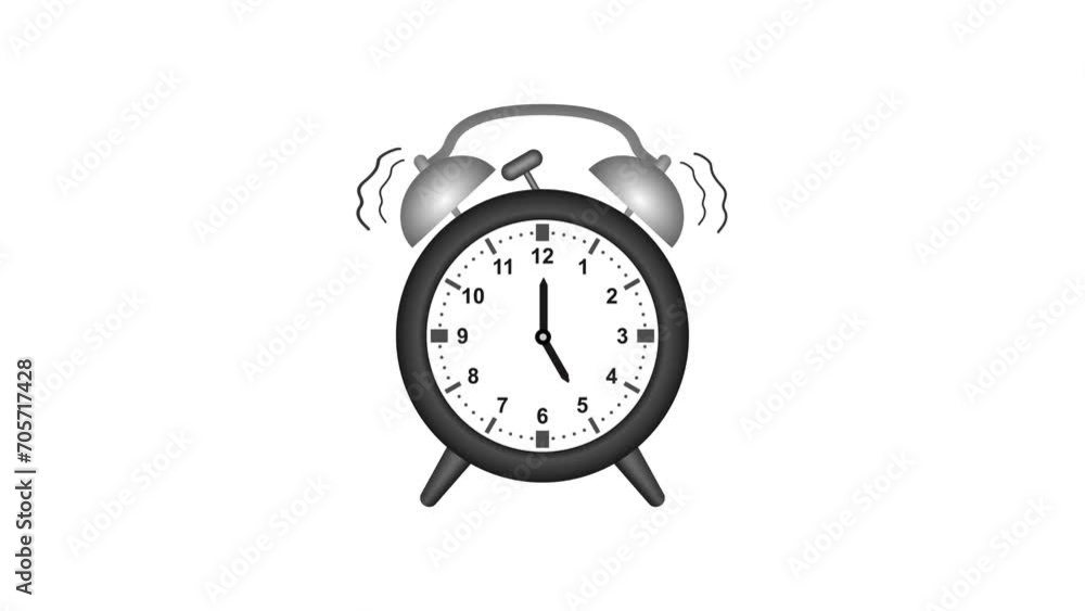 Vidéo Stock Alarm clock ringing at 5 o'clock. animated analog clock