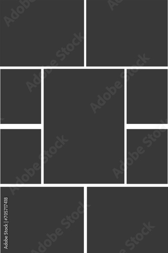 9 photo collage template. vector illustration, new collections