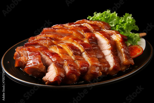 Roasted Pork in Cantonese style with honey and soy sauce also named Char Siu photo