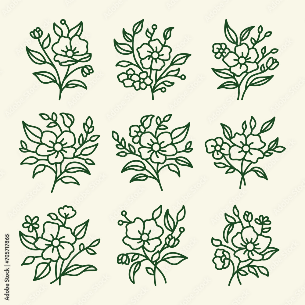 Flower line icon vector set Flower line icon vector set