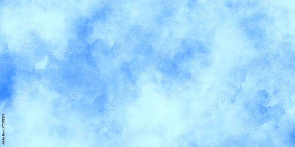 Abstract beautiful soft cloudy sky blue watercolor background with tiny clouds, painted mottled blue background with vintage blue paper texture, White Cloud and Blue Sky clouds, Turquoise texture.