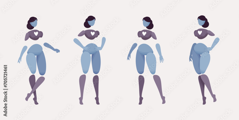 Embodied AI standing, abstract female figure representing smart speaker ...