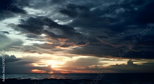 The beautiful sunset view with the blue sky and clouds in summer © Riz