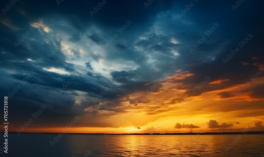 The beautiful sunset view with the blue sky and clouds in summer The beautiful sunset view with the blue sky and clouds in summer
