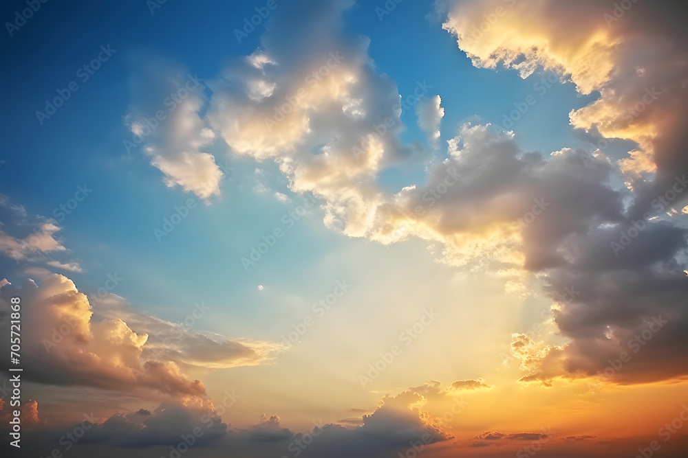 Obraz premium The beautiful sunset view with the blue sky and clouds in summer