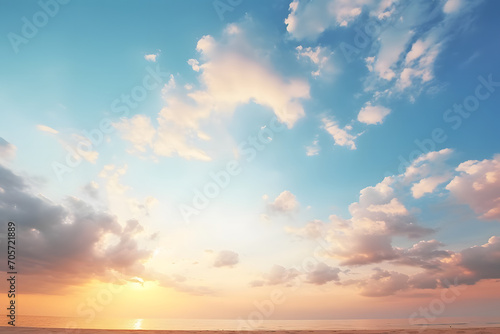 The beautiful sunset view with the blue sky and clouds in summer © Riz