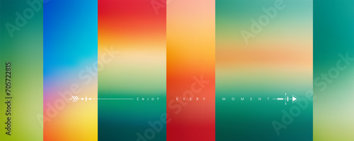 Creative summer time gradient background in modern minimal style. Sunrise or sunset blurred background design for app, web design, webpage. Summer holiday or vacation concept. Vector illustration