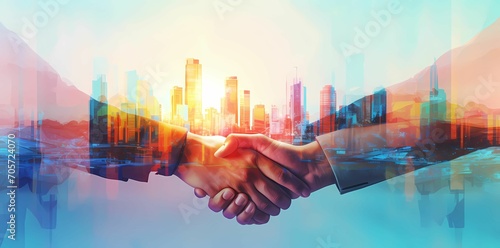 Double Explore Businessmen handshake