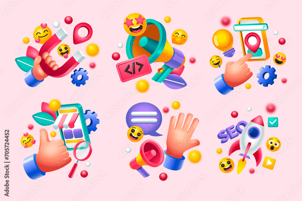 Obraz premium Marketing mini compositions set