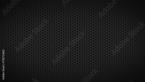 黒色のメタリックな六角形の網目のテクスチャ背景