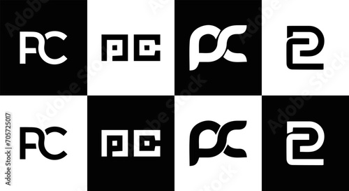 PC logo. P C design. White PC letter. PC, P C letter logo design. Initial letter PC letter logo set, linked circle uppercase monogram logo. P C letter logo vector design.	
