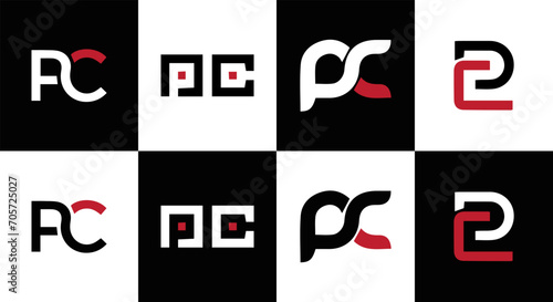 PC logo. P C design. White PC letter. PC, P C letter logo design. Initial letter PC letter logo set, linked circle uppercase monogram logo. P C letter logo vector design.	
