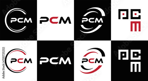 PCM logo. P C M design. White PCM letter. PCM, P C M letter logo design. Initial letter PCM letter logo set, linked circle uppercase monogram logo. P C M letter logo vector design.	
 photo