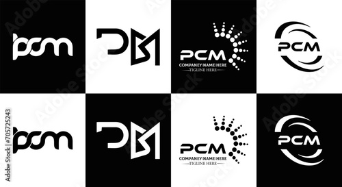 PCM logo. P C M design. White PCM letter. PCM, P C M letter logo design. Initial letter PCM letter logo set, linked circle uppercase monogram logo. P C M letter logo vector design.	
 photo
