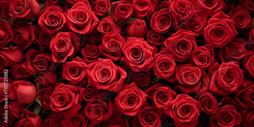 A sea of red roses filling the frame