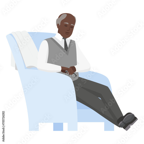 Sleeping doctor man in armchair. Relaxed hospital worker cartoon vector illustration