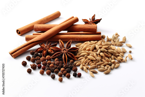 Wallpaper Mural Spices And Cinnamon On White Background Torontodigital.ca