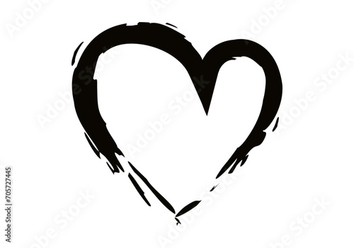 Icono negro de corazón con trazado negro.