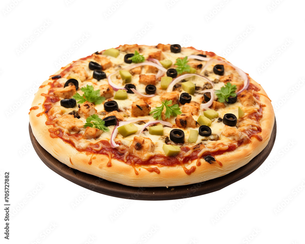 chicken pizza isolated on transparent background