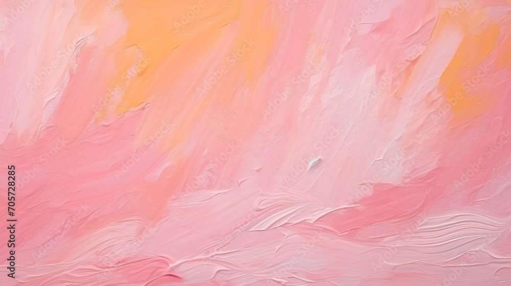 Vibrant impressionist paint strokes in pink and peach fuzz shades - abstract background in trendy 2024 colors