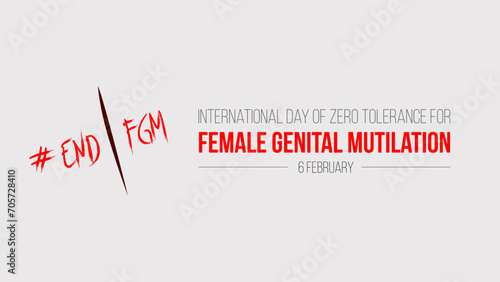 International Day of Zero Tolerance for Female Genital Mutilation. 6th February. Template for Banner, Greeting card, Poster Background. Vector illustration