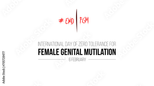 International Day of Zero Tolerance for Female Genital Mutilation. 6th February. Template for Banner, Greeting card, Poster Background. Vector illustration