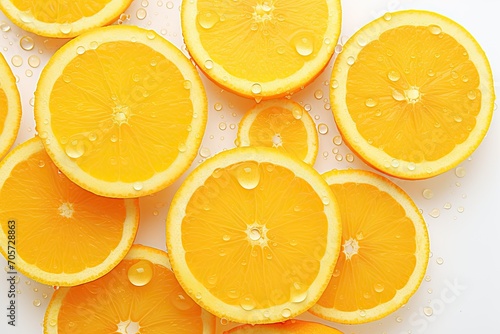slices of orange, natural background, water drops