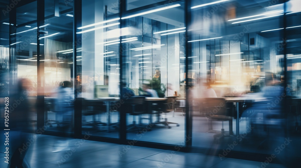 Blurred Office Space in the Heart of the City: Energetic Corporate Atmosphere with Dynamic Workday Motion Blurred Office Space in the Heart of the City: Energetic Corporate Atmosphere with Dynamic Workday Motion