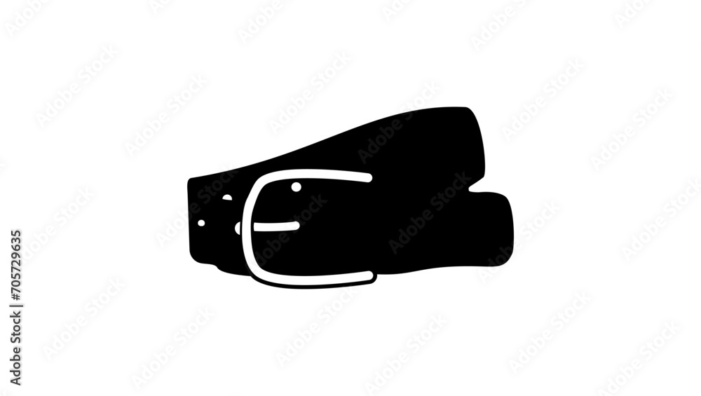 Trouser belt, black isolated silhouette