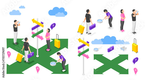 Ways of choosing illustration and icons in isometric view
