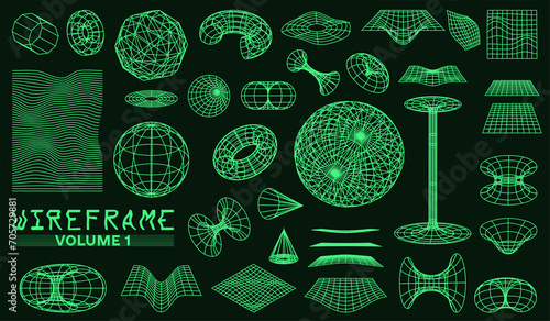 Fototapeta Naklejka Na Ścianę i Meble -  3d grid shapes set