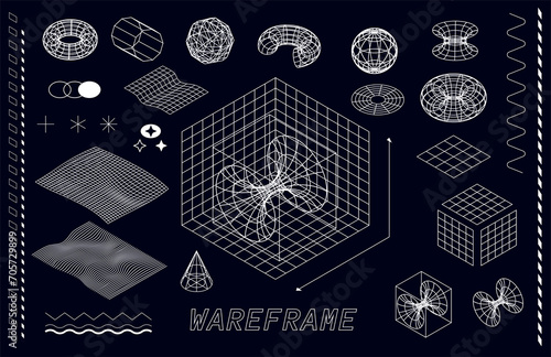 Fototapeta Naklejka Na Ścianę i Meble -  3d grid shapes set