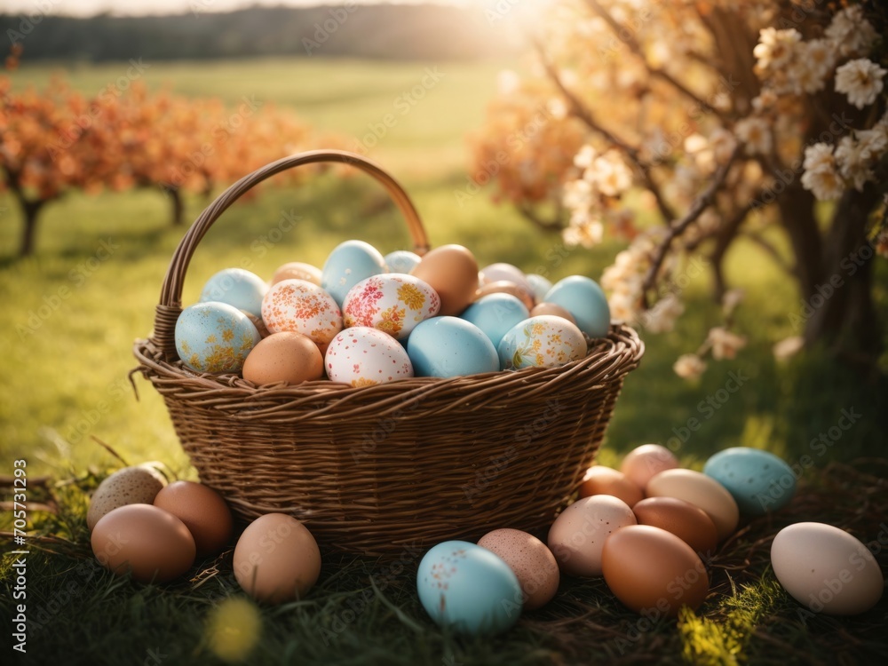 easter eggs in a basket easter eggs in a basket
