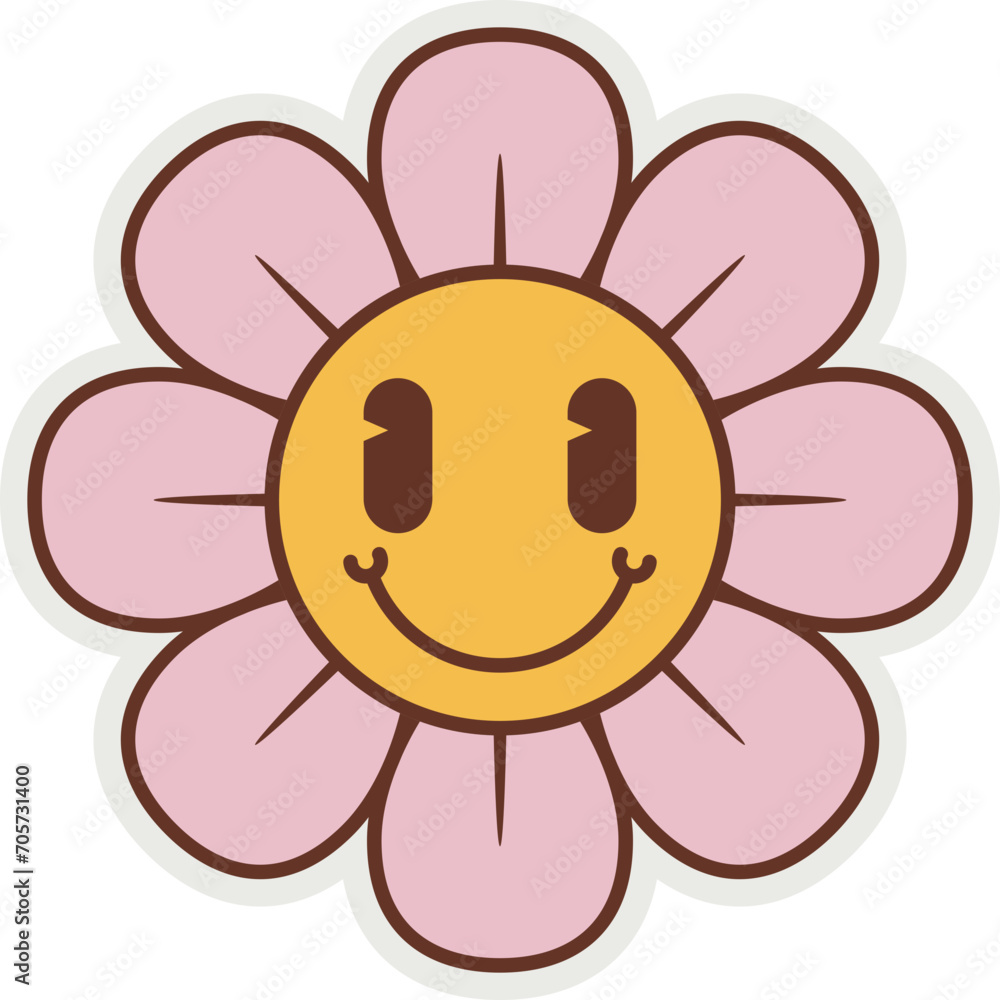 Groovy Flower Cartoon Sticker Groovy Flower Cartoon Sticker