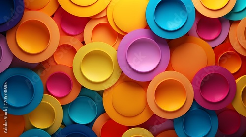 AI generated illustration of a vibrant background of plastic circles in a variety of colors photo