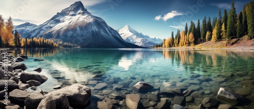 Crystal clear waters: scenic lake in the heart of canada's wilderness