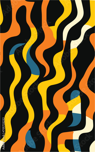 Seamless Colorful Abstract Zebra Pattern. Collection of liquid shape design. Hand drawn contemporary abstract print.