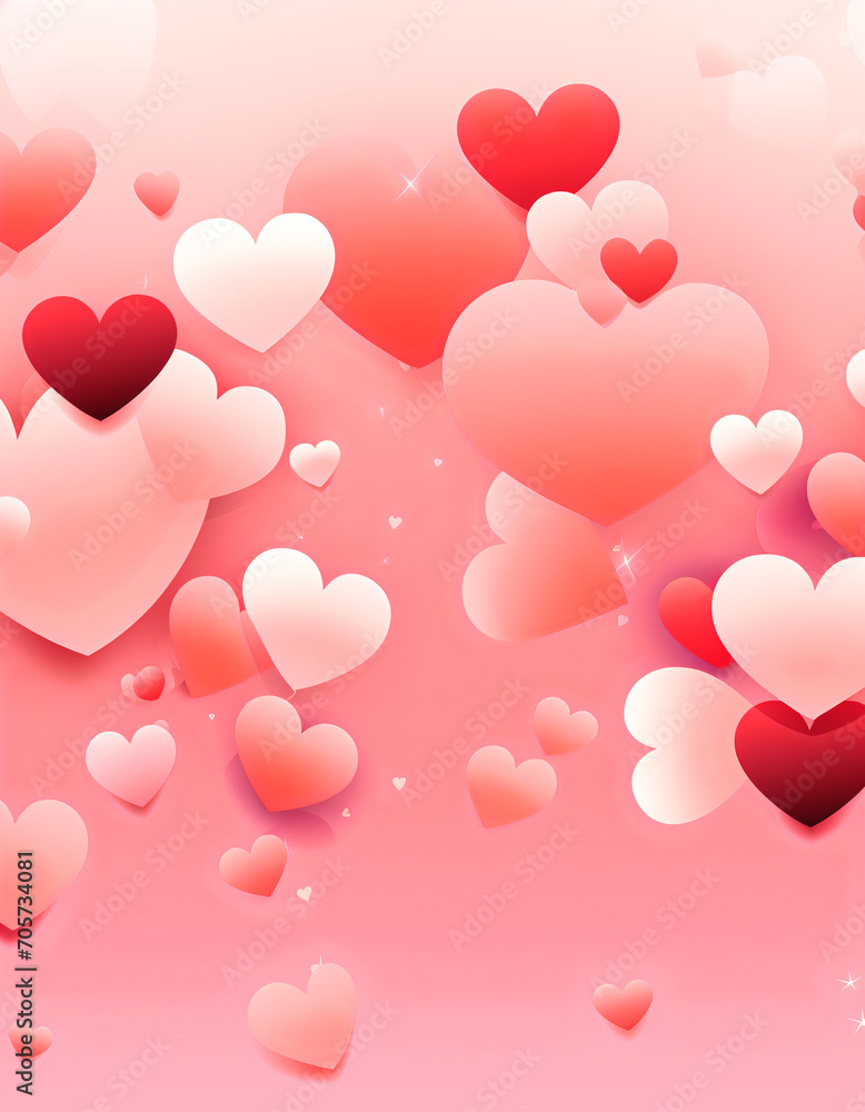 valentine hearts background in vertical format 