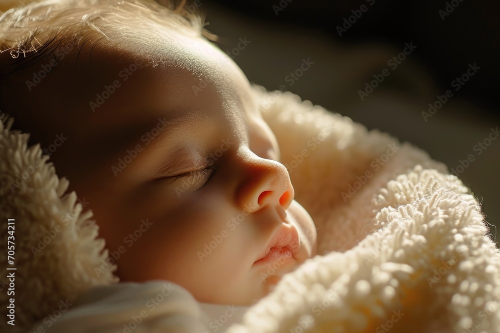 Newborn baby sleeping on bed Newborn baby sleeping on bed