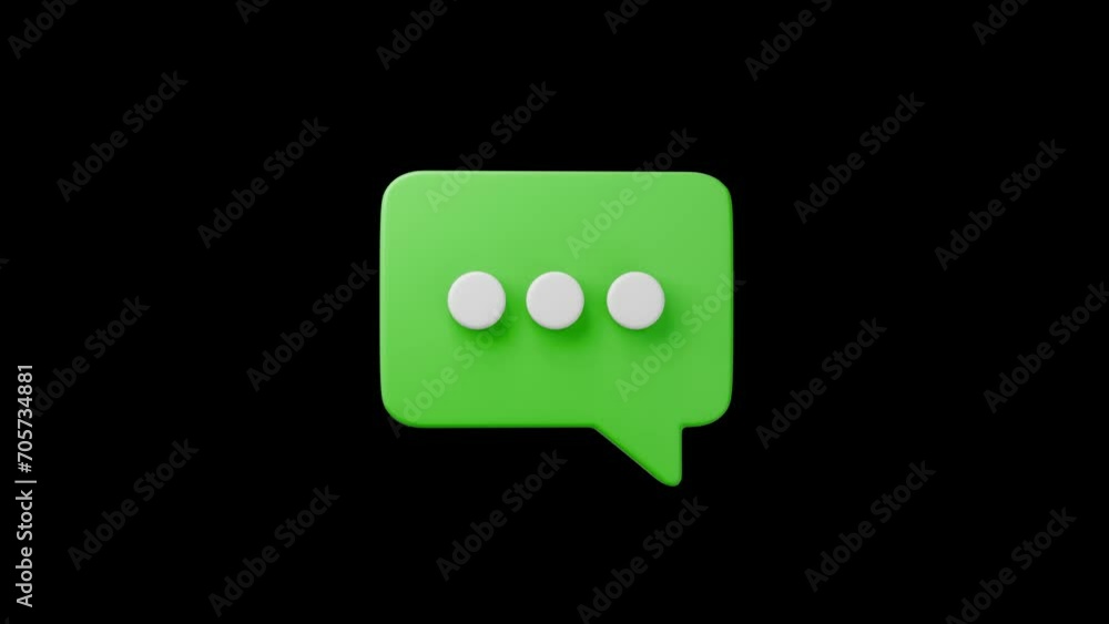 Green Chat bubble icon simple looped animation. Transparent backgound. 3d rendered movie with alpha channel Green Chat bubble icon simple looped animation. Transparent backgound. 3d rendered movie with alpha channel