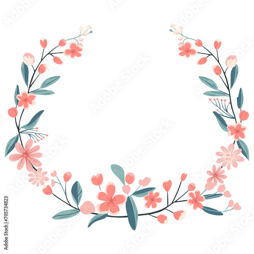 Floral frame for poster  card  invitation  flyer. Botanical wreath. Spring vector background with flowers