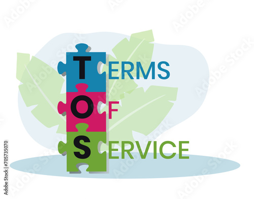 TOS - Terms Of Service acronym. business concept background. vector illustration concept with keywords and icons. lettering illustration with icons for web banner, flyer