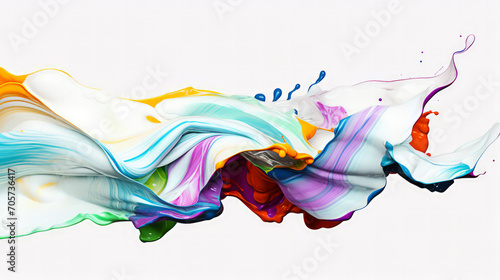 Trendy colorful multicolor and white splash. Abstract 3d style, inspired by acrylic fluid art and waves energy. Luxury abstract background and wallpaper. Composition for yours design, cover, header.