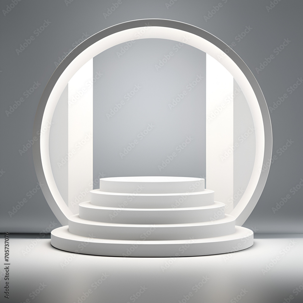Obraz premium vector 3d rendering of a cylindrical background with a podium.