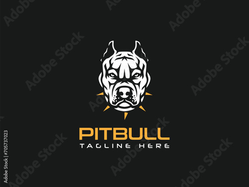 pitbull dog logo vector  illustration, logo template photo