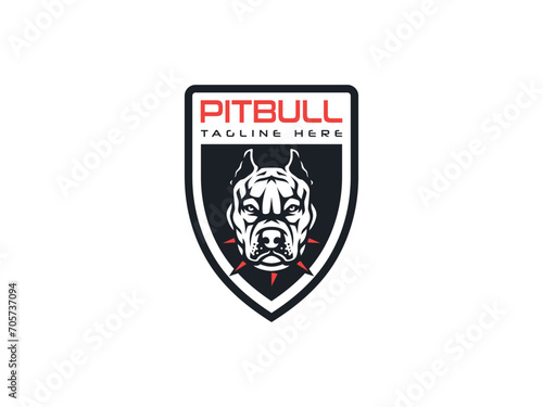 pitbull dog logo vector badge illustration esport logo template