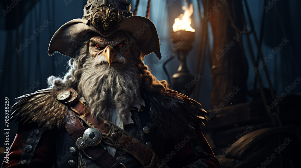 Fototapeta premium an owl in a pirate uniform