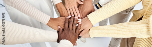 banner of african american people stacking hands together on grey background, Juneteenth