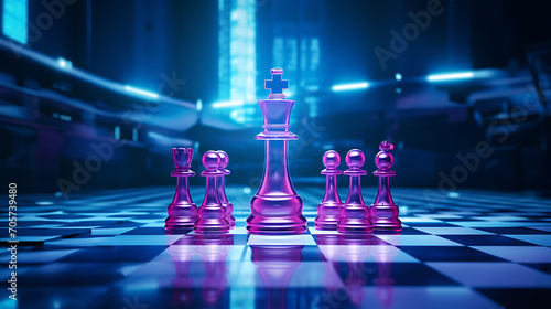 Foto Chess game represent to leader of the game under the concept of business strateg